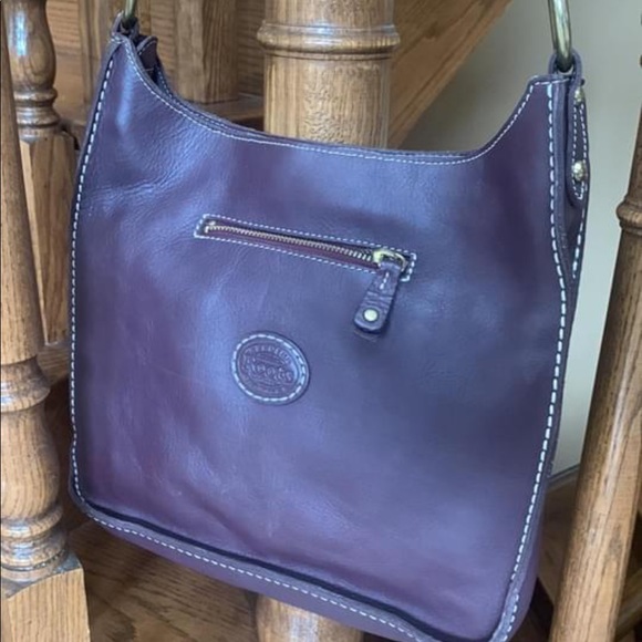 LARGE DEEP MAUVE ROOTS SHOULDER BAG PURSE - Picture 2 of 4